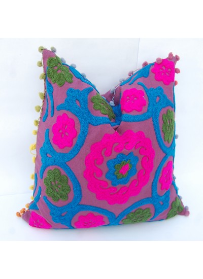 Indian Suzani Embroidered Handmade Decorative Cotton Cushion Cover Throw Pillow Cases