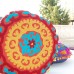 Woolen Embroidered Round Cushion Cover, Indian Suzani Pillow Cases