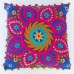 Decorative Indian Suzani Handmade Pom Pom Uzbek Embroidered Cushion Cover 