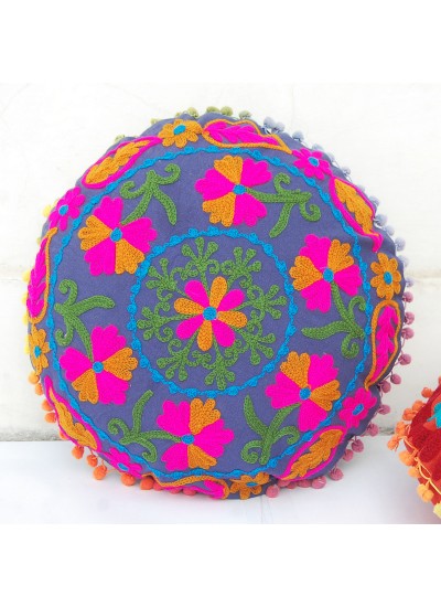 Indian Vintage Ethnic Suzani Embroidered Cotton Handmade Floral Printed Cushion Cover Traditional Pillow Cases