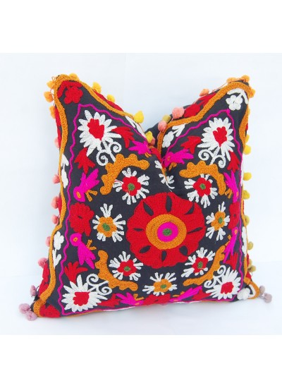 Suzani Embroidered Ethnic Indian Handmade Traditional Cushion Cover Floral Printed Pillow Cases