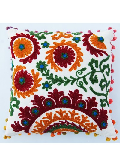 Designer Suzani Embroidered Cushion Cover Indian Handmade Traditional Pillow Cases