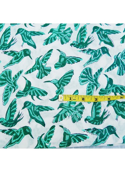 Beautiful Hand Block Print Indian Bird Printed Cotton Handmade Sewing Voile Fabric 