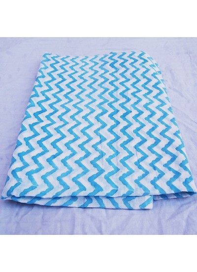 Hand Block Print Indian Handmade Beautiful Zig Zag Printed Traditional Voile Fabric