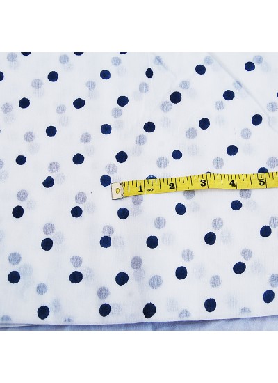 Hand Block Print Indian Beautiful Handmade Dot Printed White Running Fabric 
