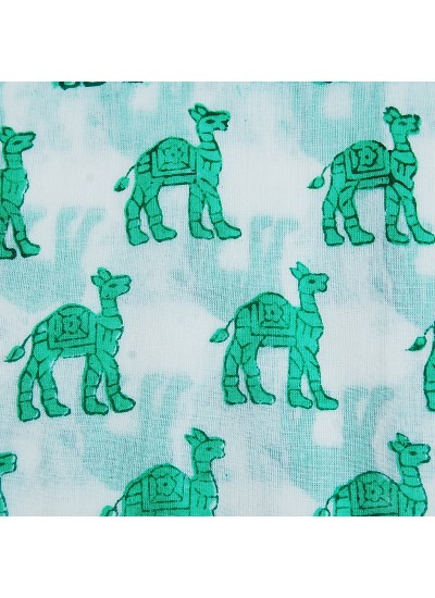 Beautiful Handmade Animal Printed Pure Cotton Running Fabric Indian Hand Block Print