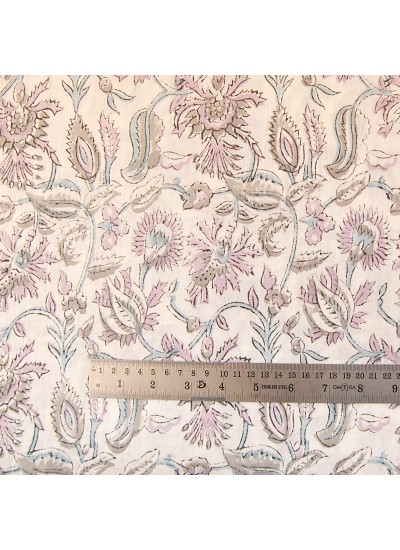 Beautiful Handmade Sanganeri Printed Natural Cotton Indian Dressmaking Fabric Hand Block Print