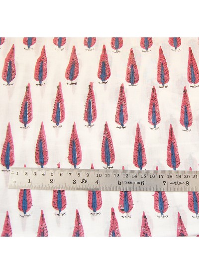 Beautiful Indian Handmade Natural Cotton Christmas Tree Hand Block Print Dressmaking Fabric
