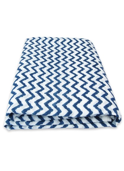 Indian Handmade Beautiful Zig Zag Printed Designer Hand Block Print Cotton Voile Fabric