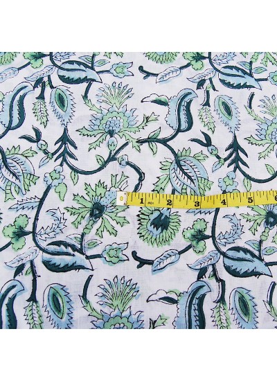 Hand Block Printed Beautiful Indian Handmade Pure Cotton Voile Designer Fabric
