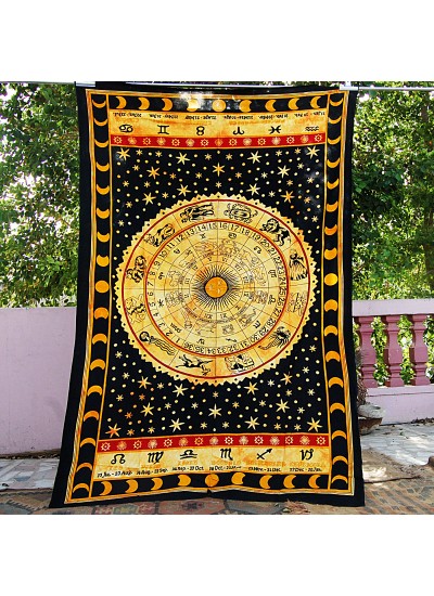 Indian Horoscope ZODIAC Tapestry Wall Hanging