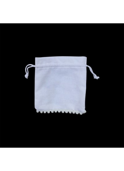 100pcs Drawstring  Jewelry Pouch Bottom Pom Pom Small Bag Cotton Pouches