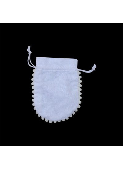 100pcs Round Pom Pom Cotton Jewelry Pouches Small Christmas Gift Bags 