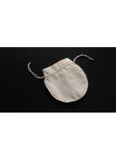 Cotton White Drawstring Pouch, Handmade Indian Small Storage Bags