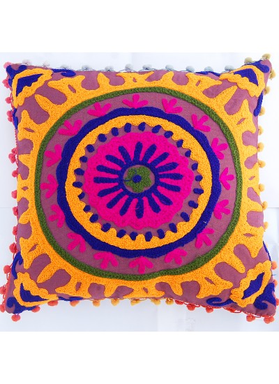 Suzani Embroidered Pillow Cases Indian Cotton Handmade Decorative Cushion Cover