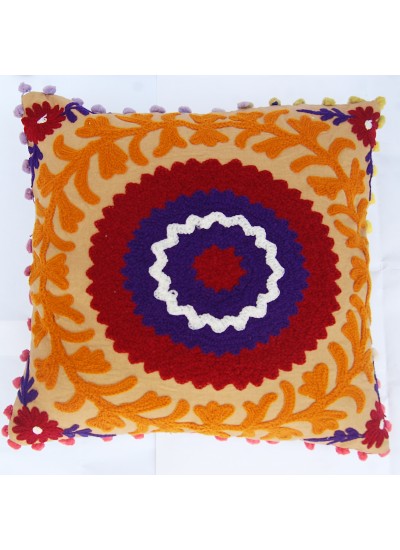 Handmade Cotton Suzani Embroidered Indian Cushion Cover Decorative Pillow Cases