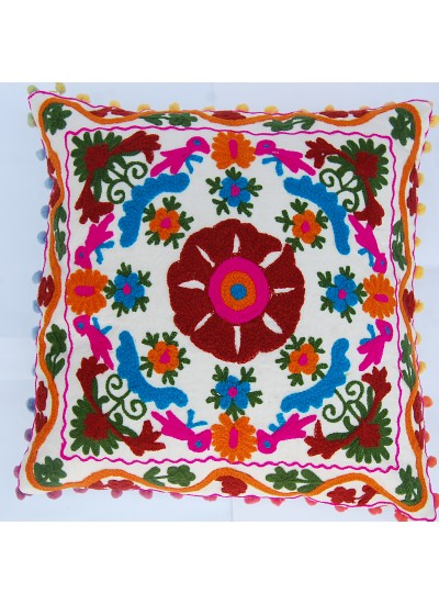 Handmade Suzani Embroidered Floral Printed Indian Pillow Cases 