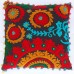 Indian Cotton Suzani Handmade Floral Printed Embroidered Cushion Cover