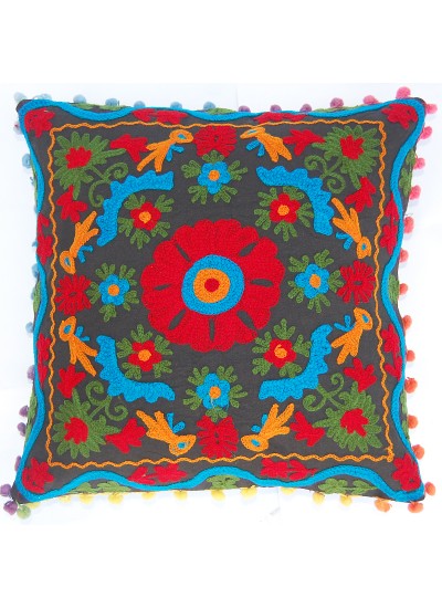 Indian Handmade Cotton Pillow Cases Suzani Embroidered Throw Decorative Cushion Cover