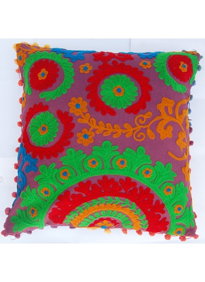 Indian Handmade Cushion Cover Suzani Embroidered Cotton Home Decor Pillow Cases 